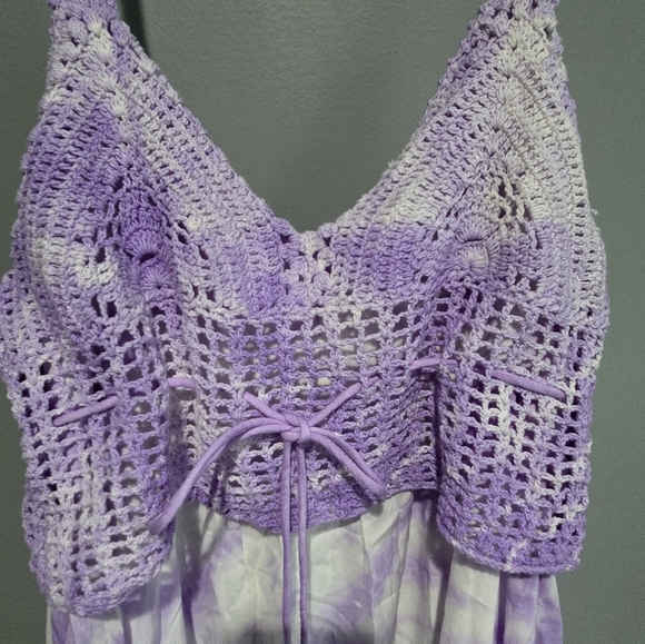 Raviya Smocked Purple and White Maxi dress, Swim Coverup.  LARGE - Picture 5 of 8